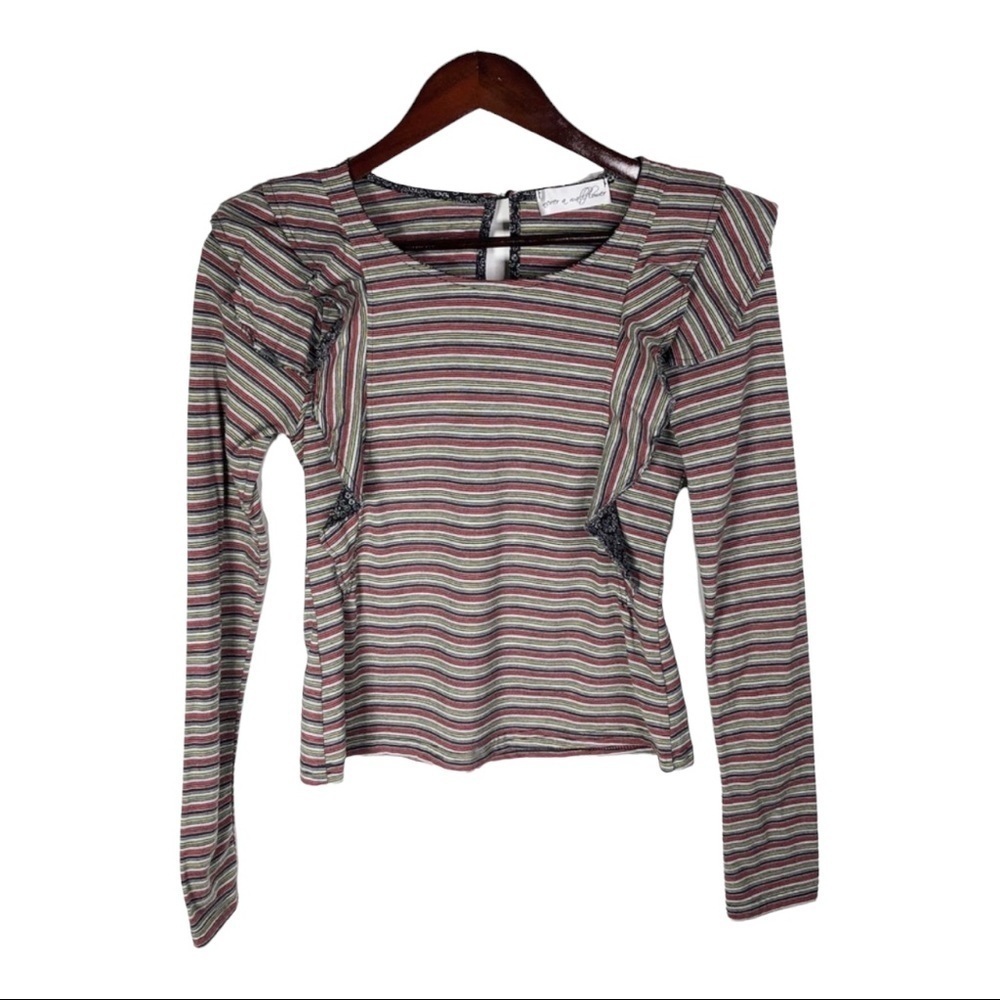 Never A Wallflower Long Sleeve Striped Peplum Top